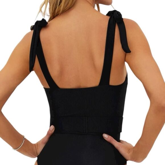 Beach Riot Women's Black Sydney Belted One Piece Swim Bathing Suit NWT US Medium - Picture 4 of 10